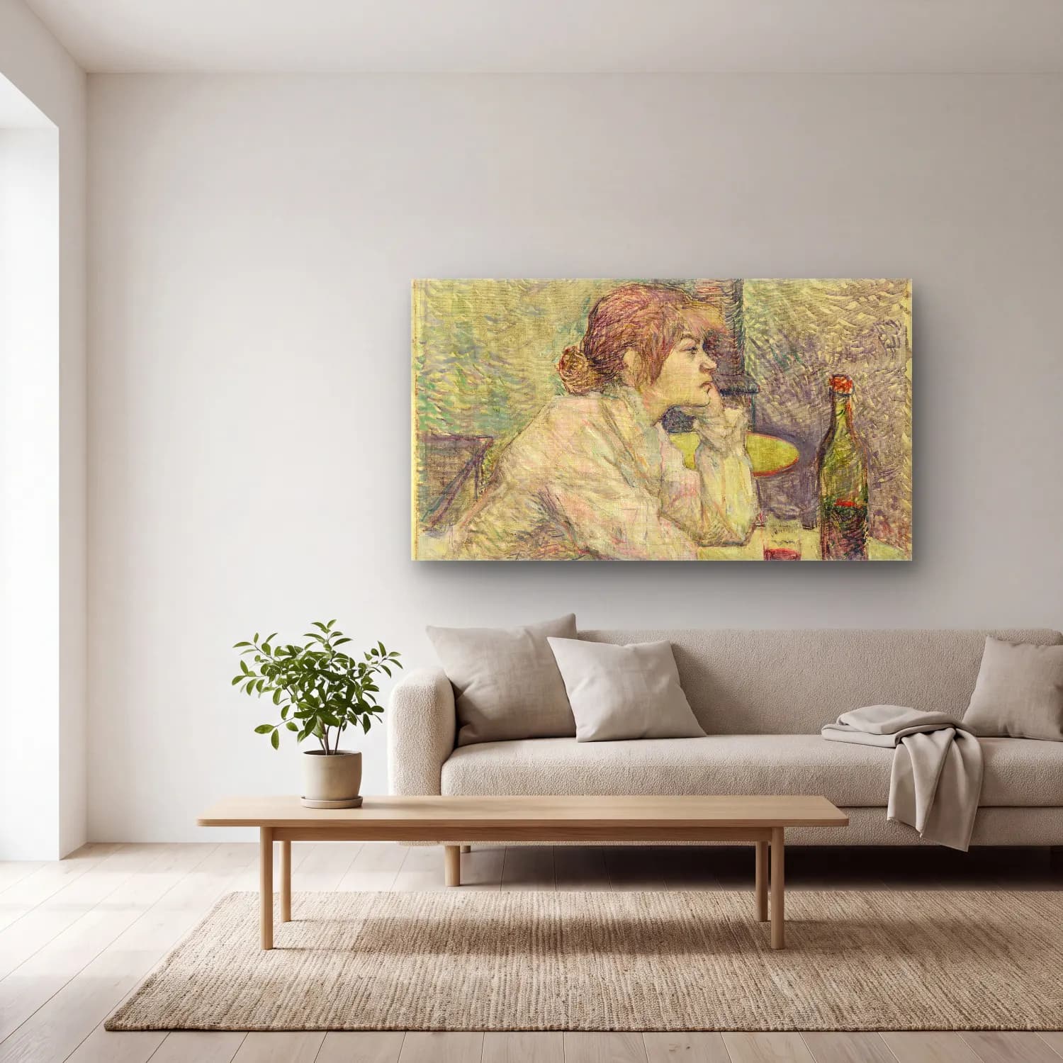 Henri de Toulouse-Lautrec – The Hangover (Suzanne Valadon) cam tablo — açık renk salonda