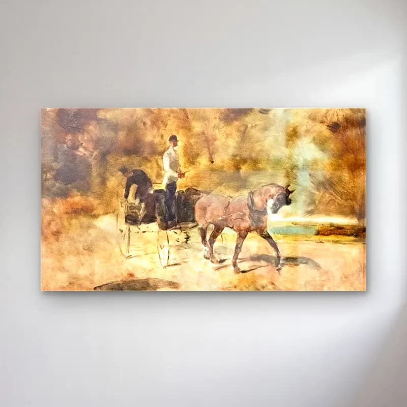 Henri de Toulouse-Lautrec – Un dog-cart cam tablo — Henri de Toulouse-Lautrec – Un dog-cart — empresyonist atlı