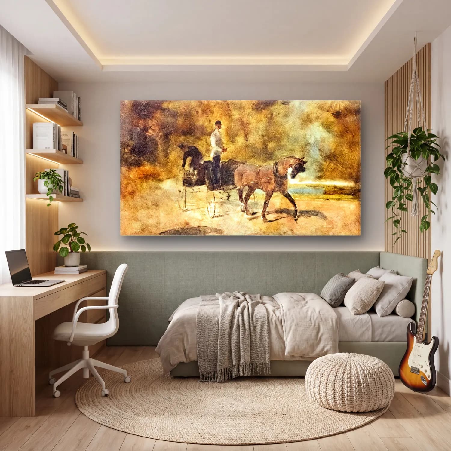 Henri de Toulouse-Lautrec – Un dog-cart cam tablo — genç odasında