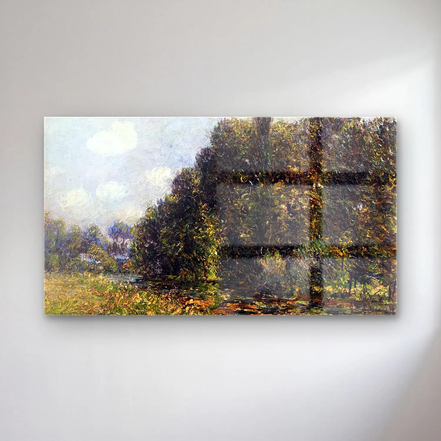 Gustave Loiseau – Banks of the Seine cam tablo — Gustave Loiseau – Banks of the Seine — empresyonist kırda nehir