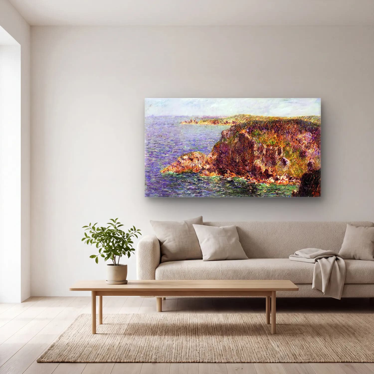 Gustave Loiseau – Cape Fréhel and La Teignouse Cliffs cam tablo — açık renk salonda