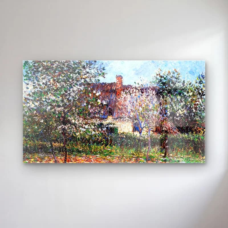 Gustave Loiseau – Orchard in Spring cam tablo — Gustave Loiseau – Orchard in Spring — empresyonist bahçeli kulübe
