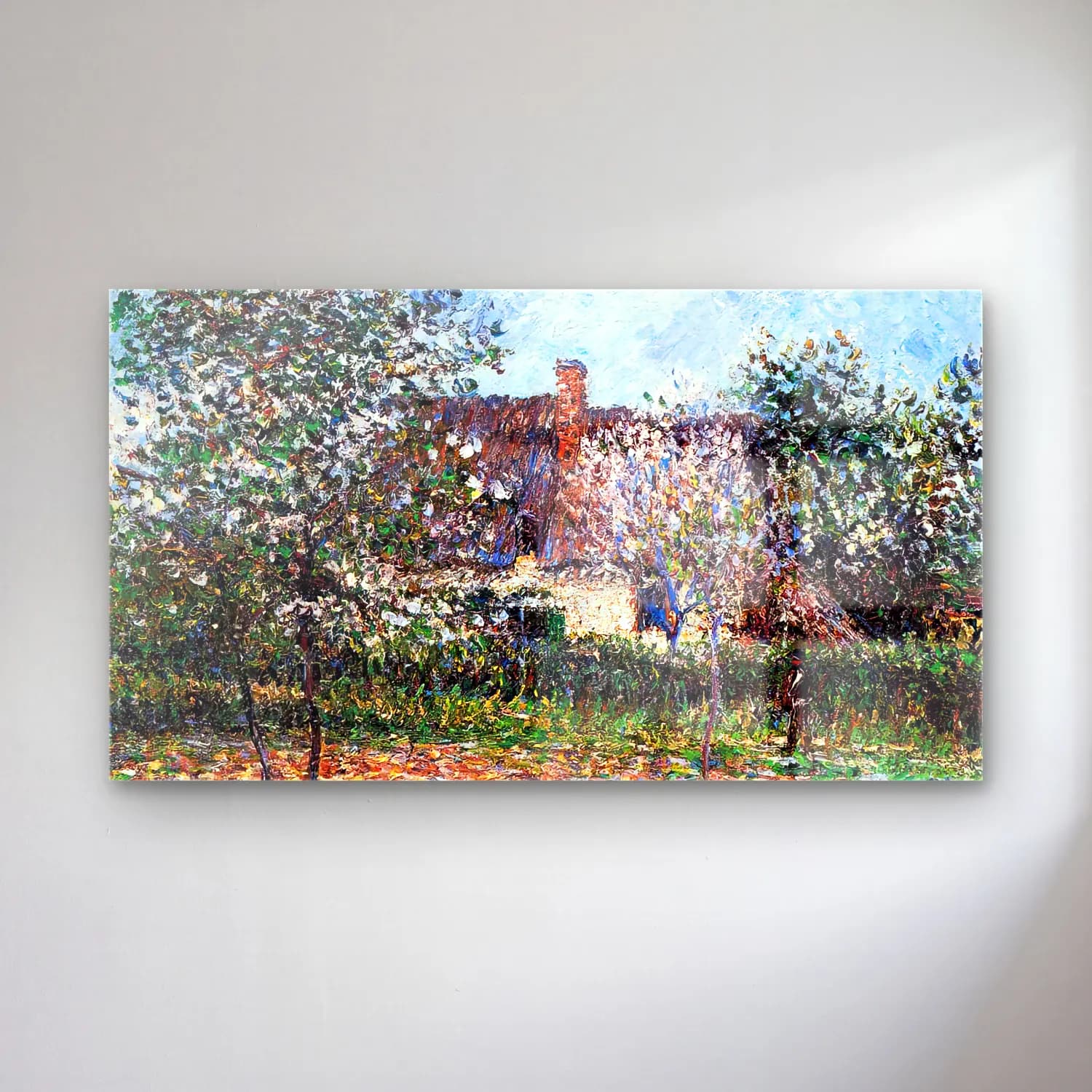 Gustave Loiseau – Orchard in Spring cam tablo — Gustave Loiseau – Orchard in Spring — empresyonist bahçeli kulübe