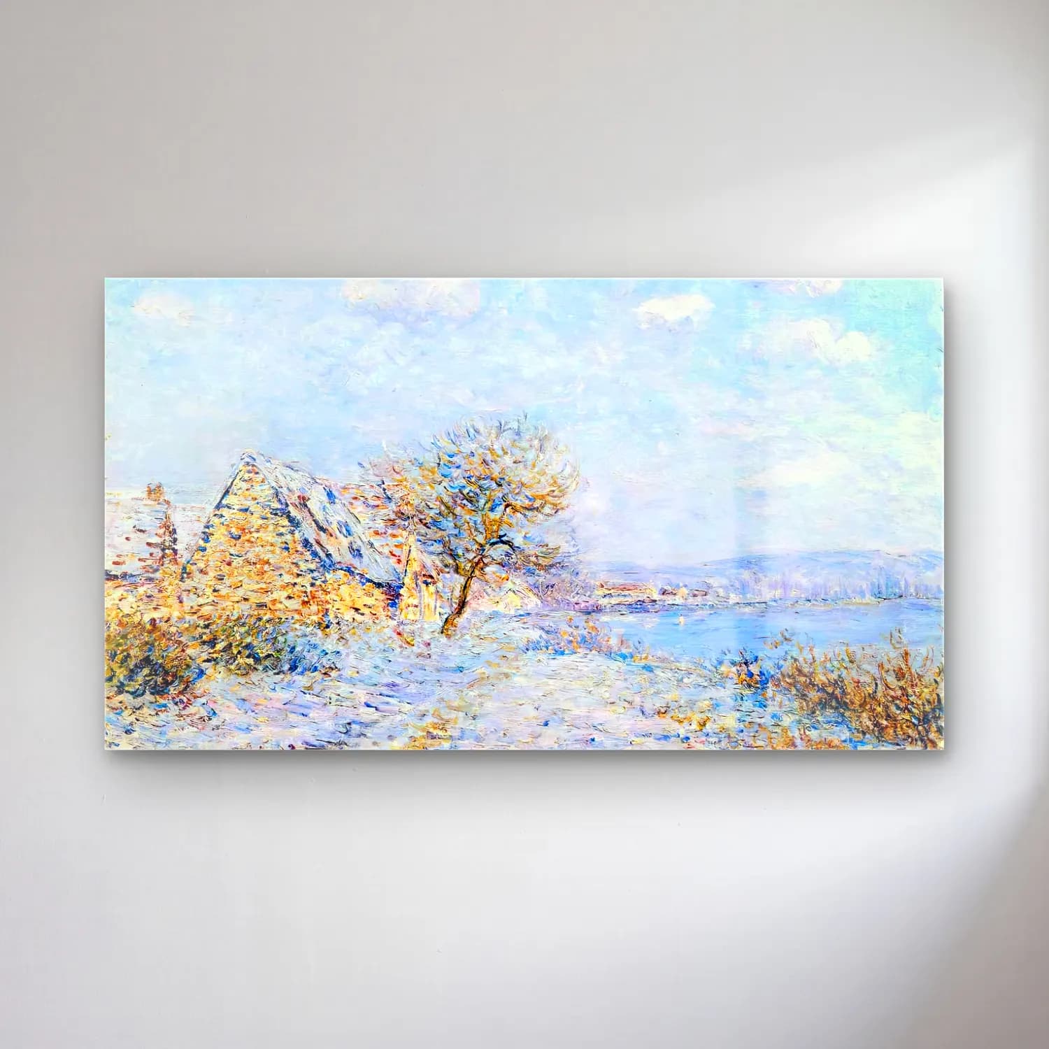 Gustave Loiseau – Tournedos-sur-Seine, Snow, Frost, Sun cam tablo — Gustave Loiseau – Tournedos-sur-Seine, Snow, Frost, Sun — empresyonist karlı kış manzarası