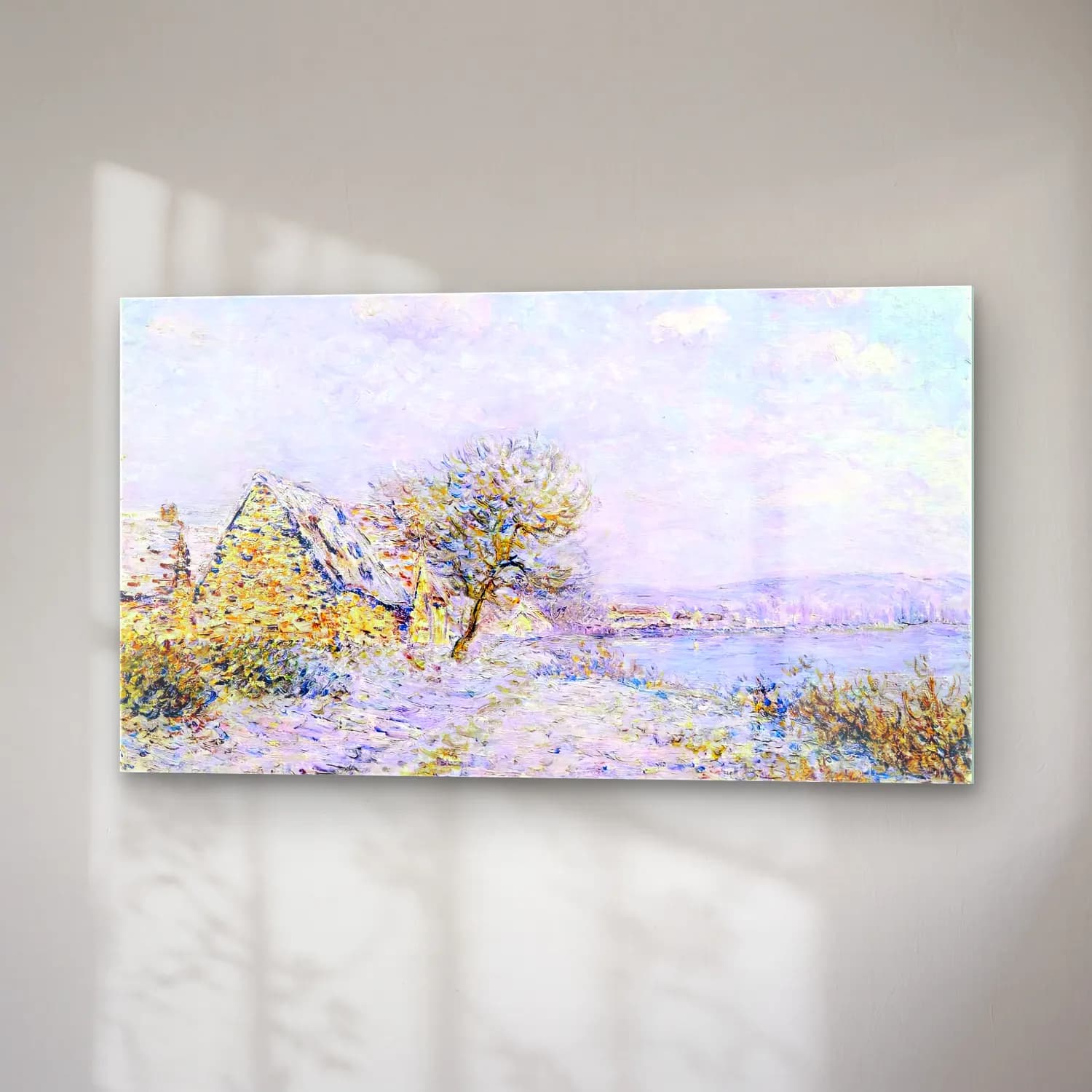 Gustave Loiseau – Tournedos-sur-Seine, Snow, Frost, Sun cam tablo — sağ açıdan görünüm
