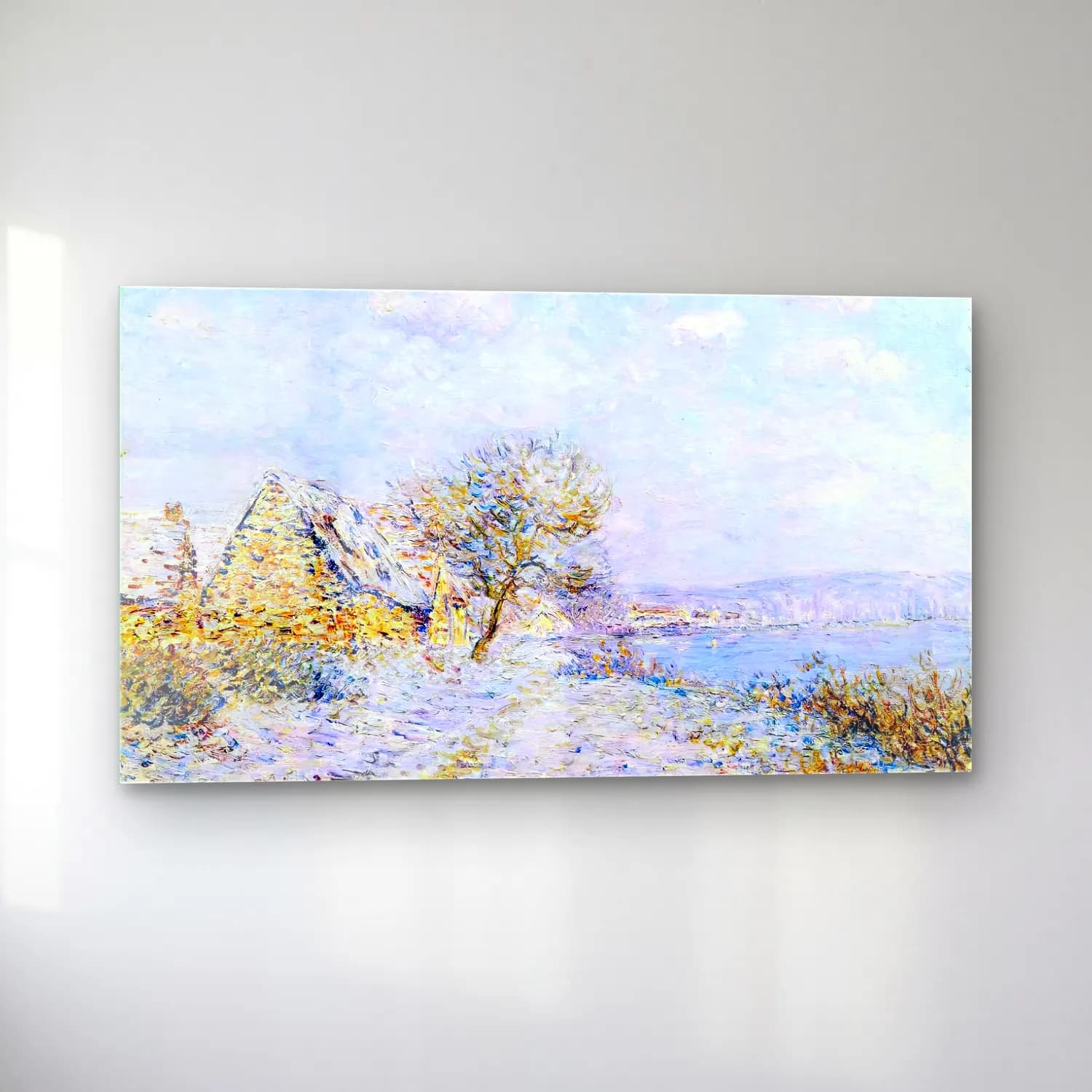 Gustave Loiseau – Tournedos-sur-Seine, Snow, Frost, Sun cam tablo — sol açıdan görünüm