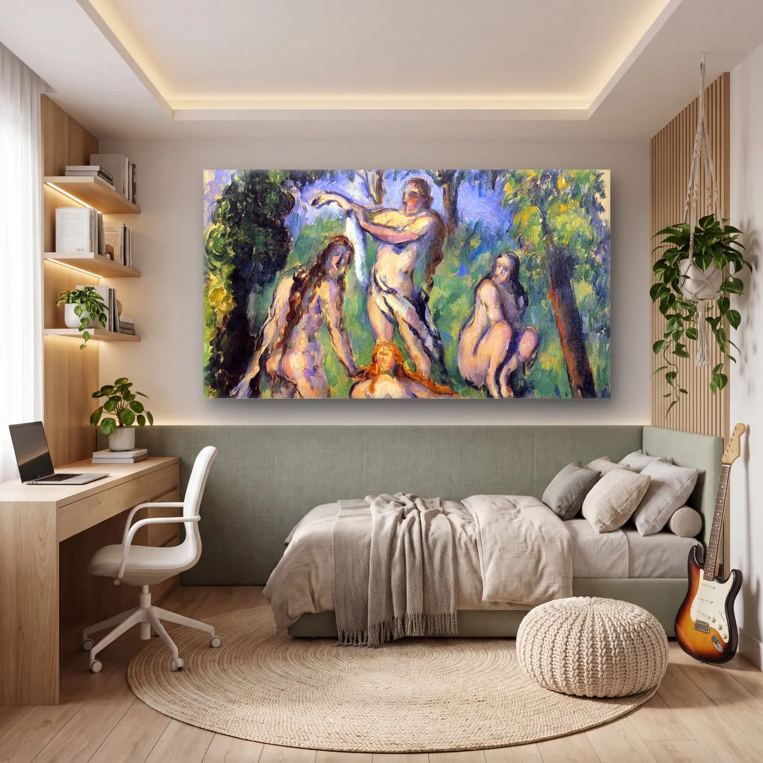 Paul Cézanne – Bathers cam tablo — genç odasında