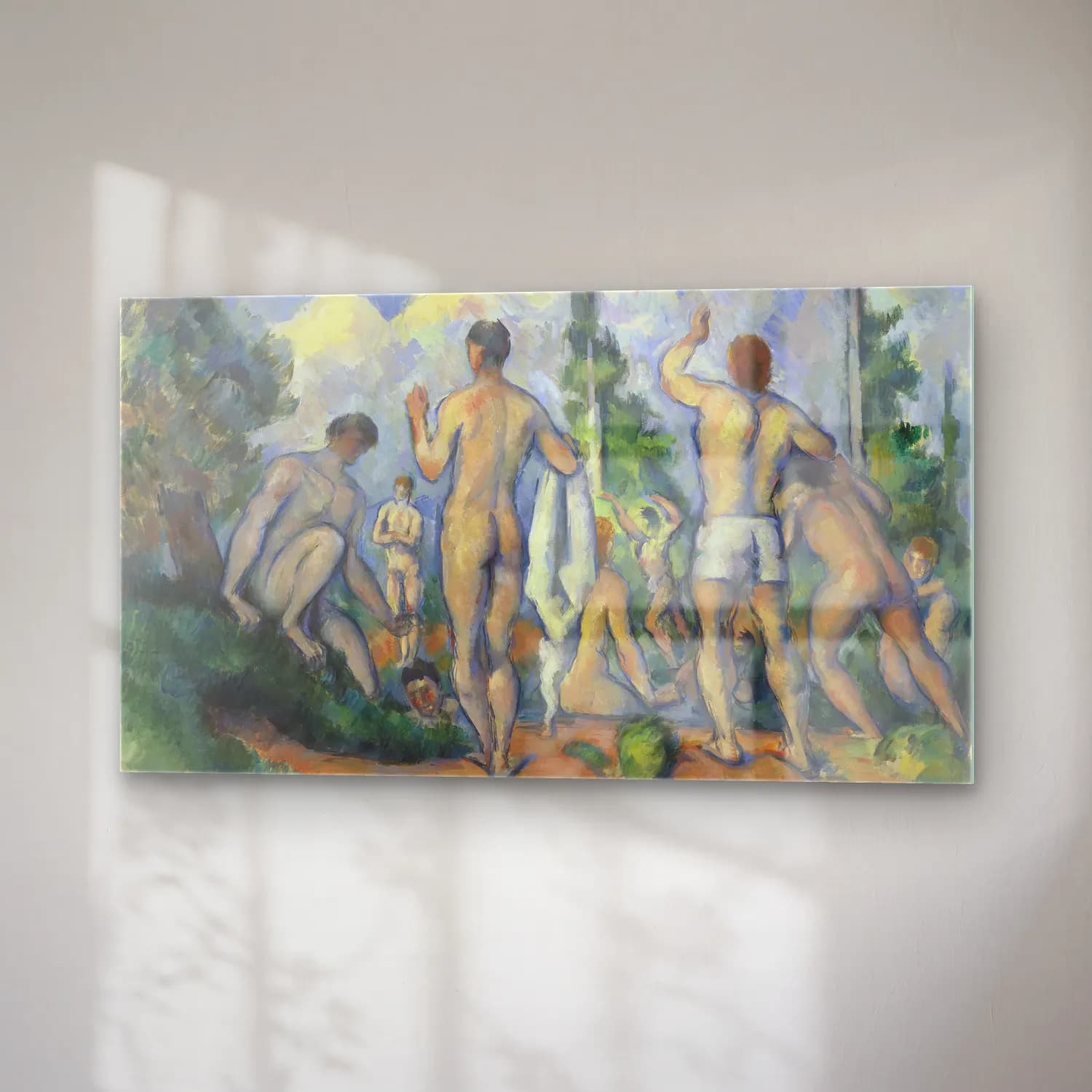 Paul Cézanne – Bathers – Yeşil Tonlar cam tablo — sağ açıdan görünüm