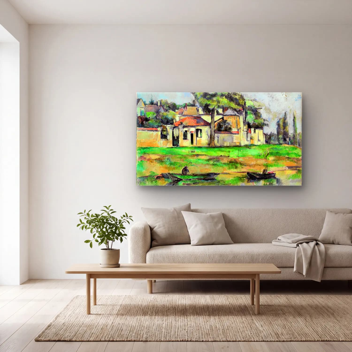 Paul Cézanne – Cezanne - Banks of the Marne cam tablo — açık renk salonda