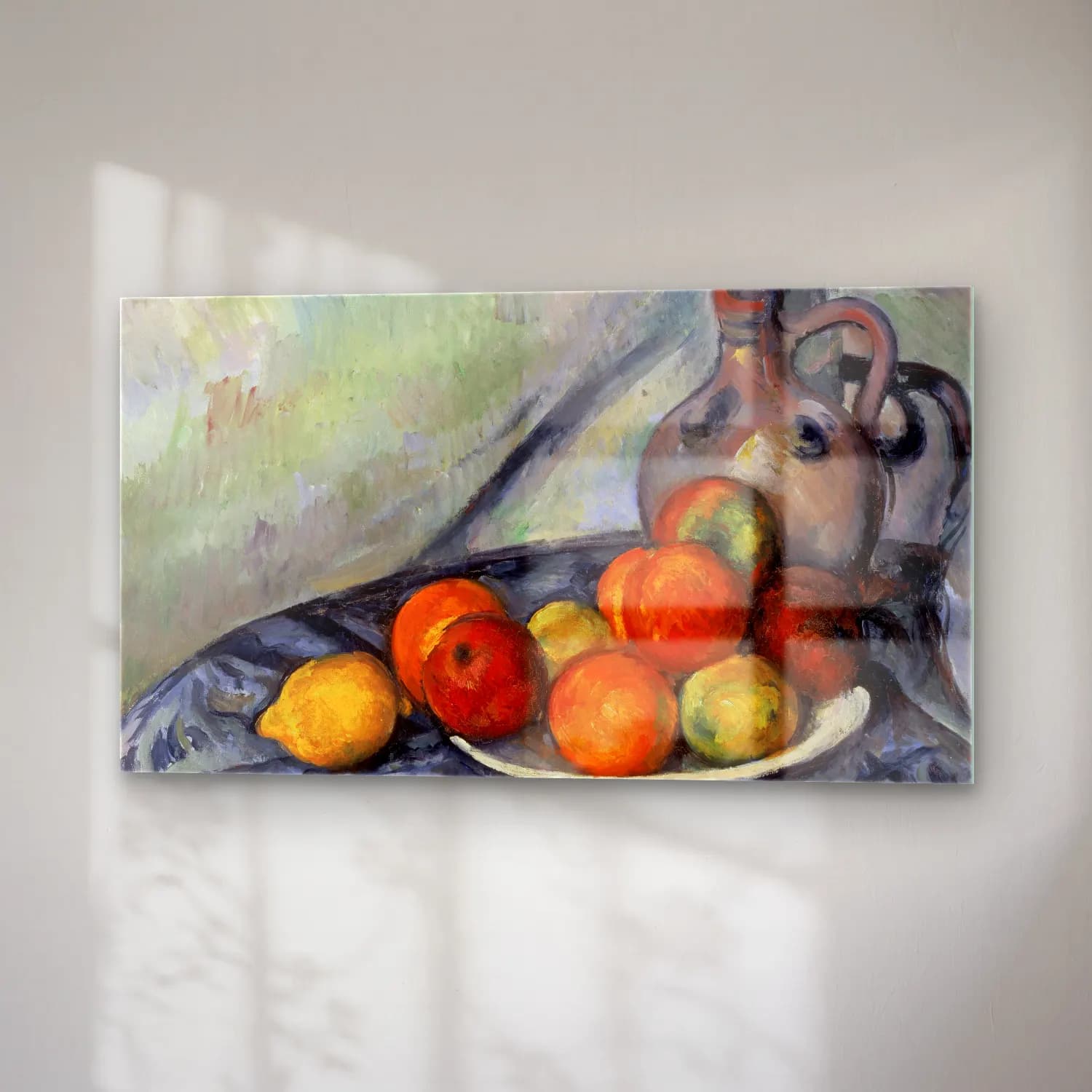 Paul Cézanne – Cezanne - Fruit and a Jug on a Table cam tablo — sağ açıdan görünüm