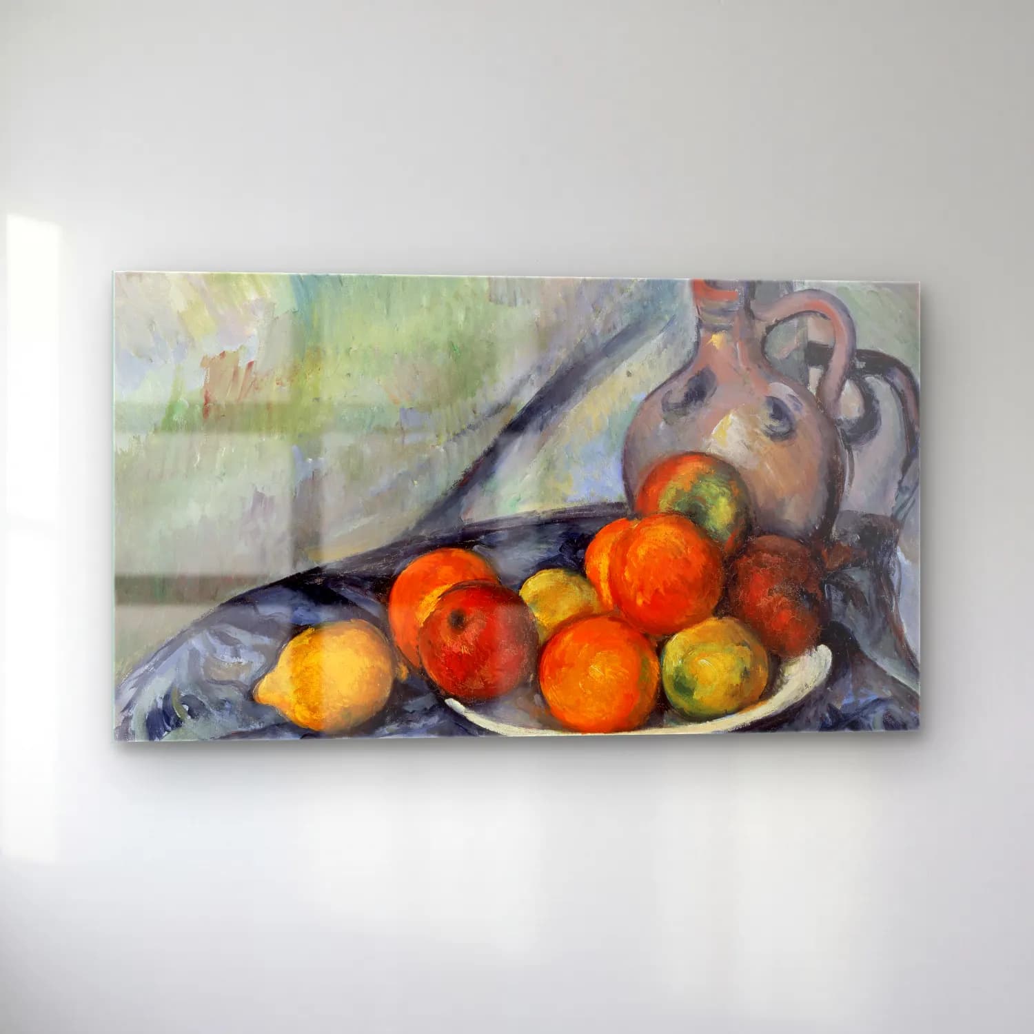 Paul Cézanne – Cezanne - Fruit and a Jug on a Table cam tablo — sol açıdan görünüm