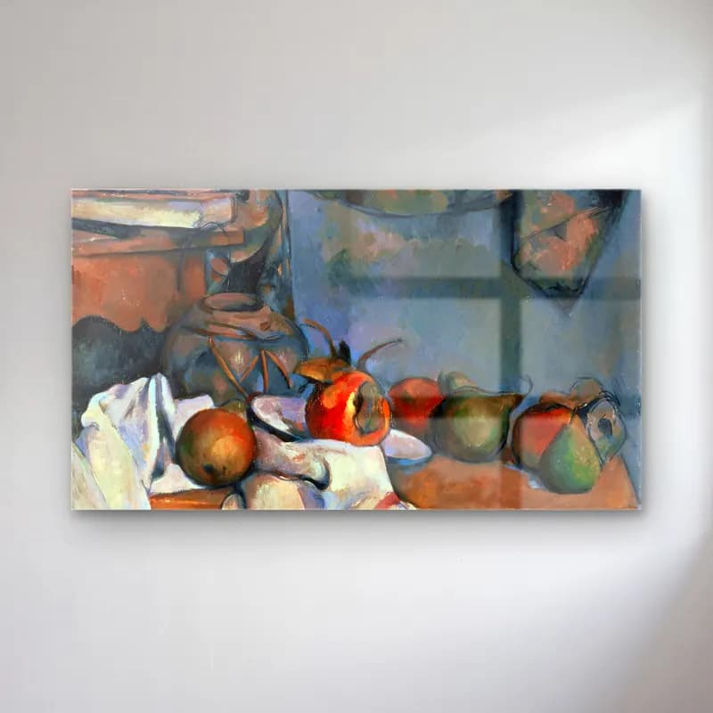Paul Cézanne – Ginger pot with Pomegranite and Pears cam tablo — Paul Cézanne – Ginger pot with Pomegranite and Pears — empresyonist meyveli natürmort