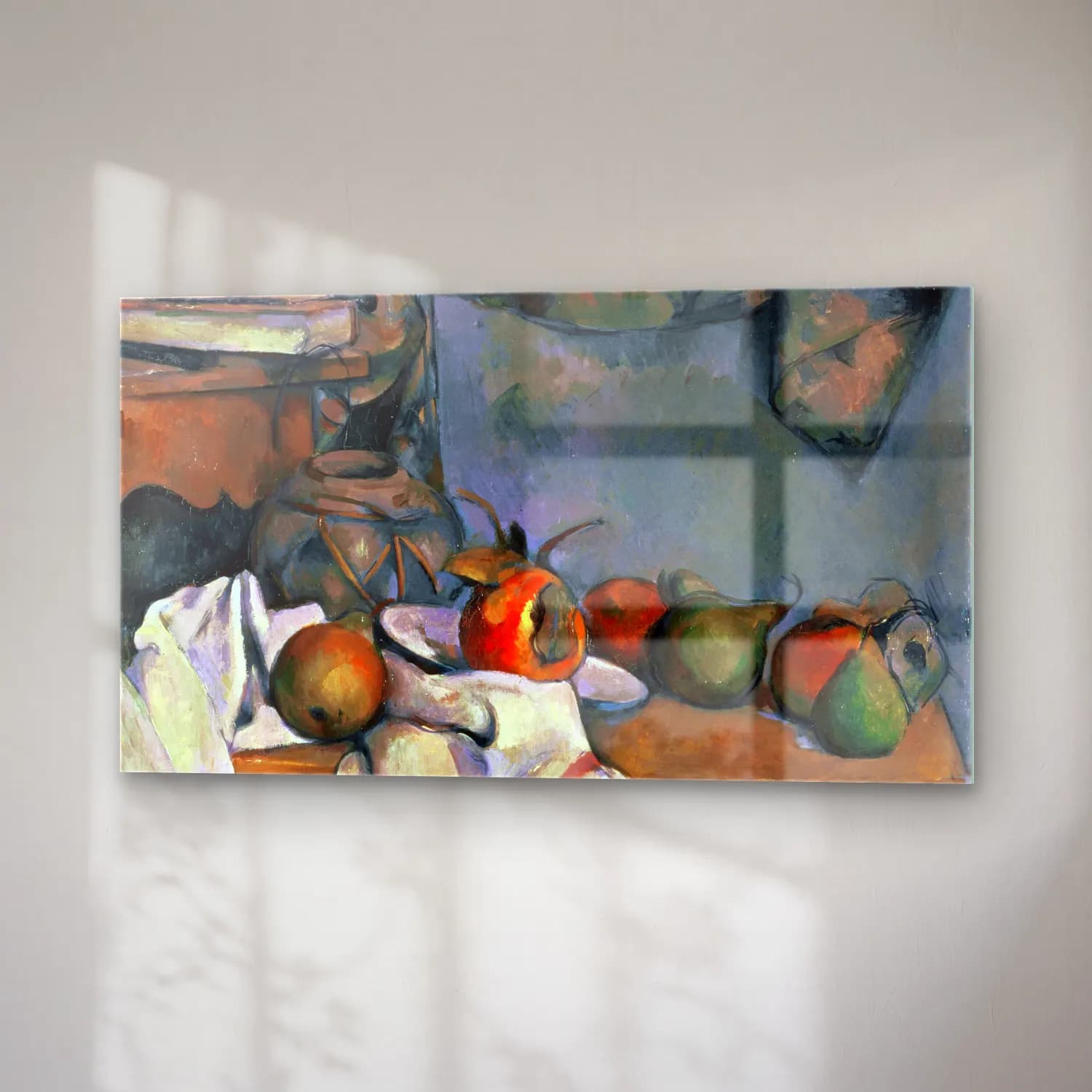 Paul Cézanne – Ginger pot with Pomegranite and Pears cam tablo — sağ açıdan görünüm