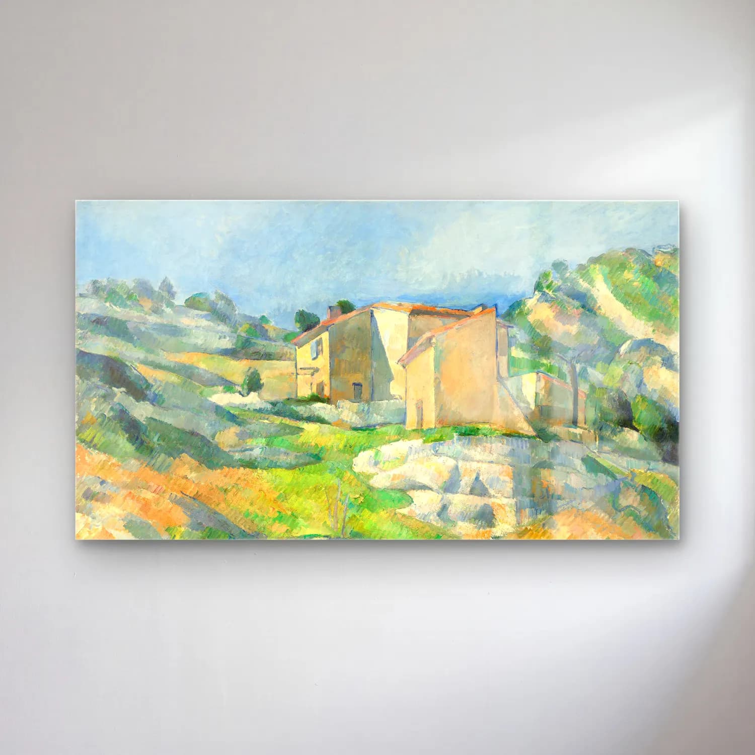 Paul Cézanne – Houses in Provence cam tablo — Paul Cézanne – Houses in Provence — empresyonist kır evi
