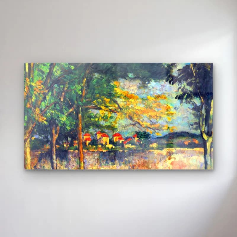 Paul Cézanne – Into Street cam tablo — Paul Cézanne – Into Street — empresyonist köy sokağı