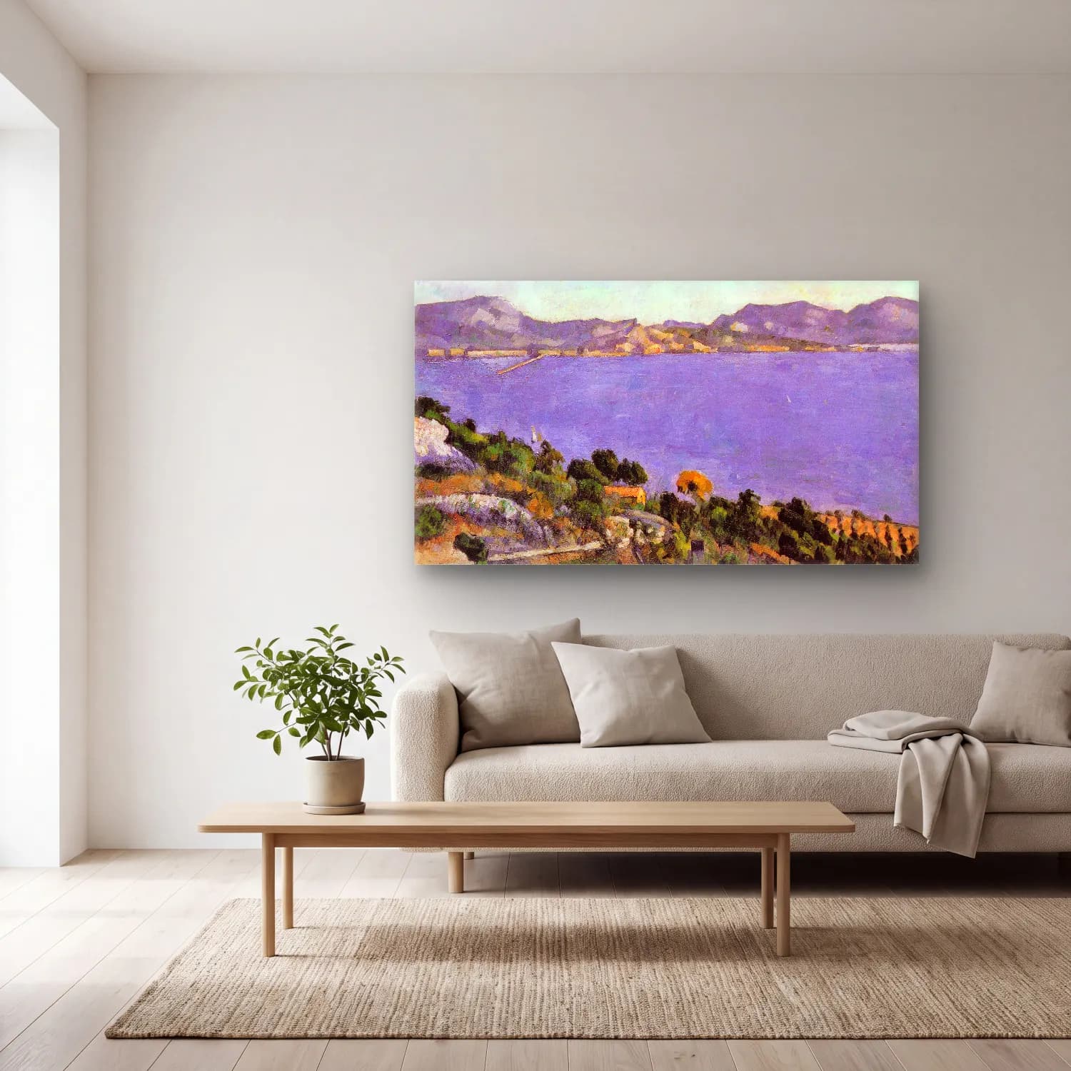 Paul Cézanne – L Estaque vue du golfe de Marseille cam tablo — açık renk salonda