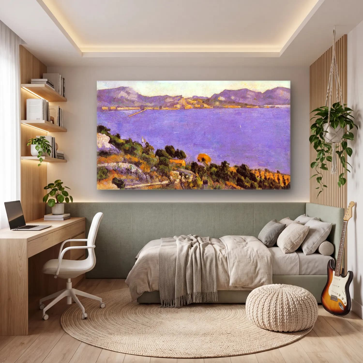 Paul Cézanne – L Estaque vue du golfe de Marseille cam tablo — genç odasında