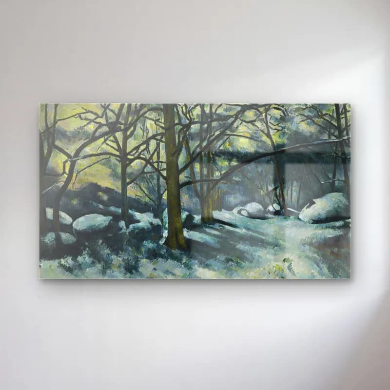Paul Cézanne – Melting Snow, Fontainebleau cam tablo — Paul Cézanne – Melting Snow, Fontainebleau — empresyonist karlı kış manzarası