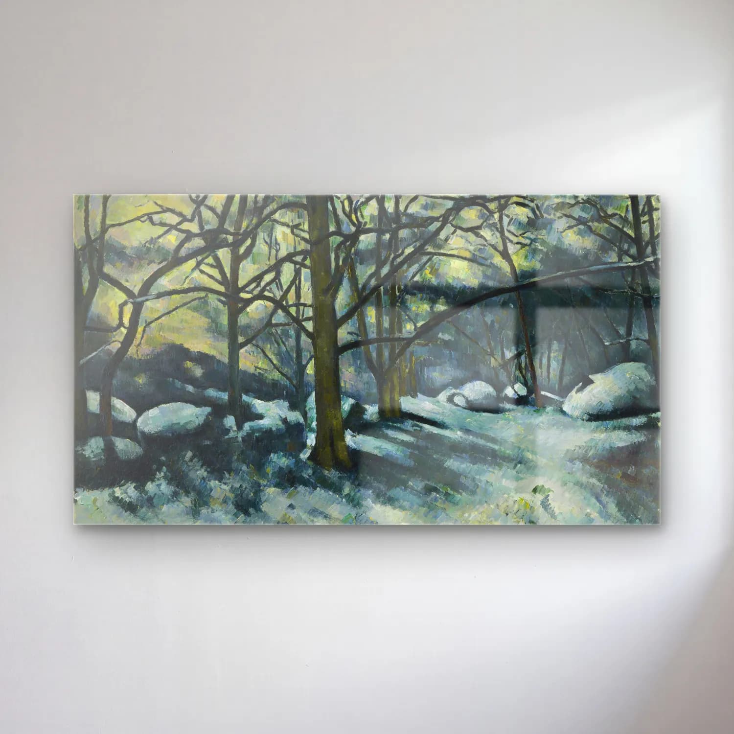Paul Cézanne – Melting Snow, Fontainebleau cam tablo — Paul Cézanne – Melting Snow, Fontainebleau — empresyonist karlı kış manzarası