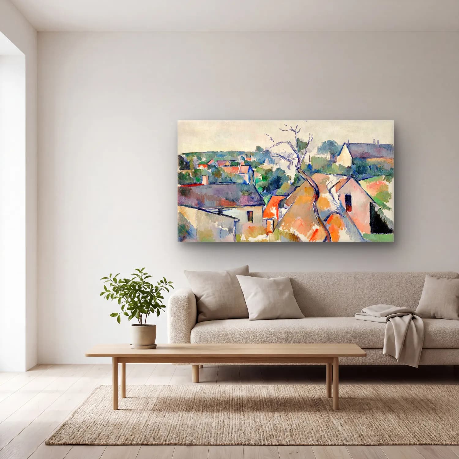 Paul Cézanne – Rooftops cam tablo — açık renk salonda