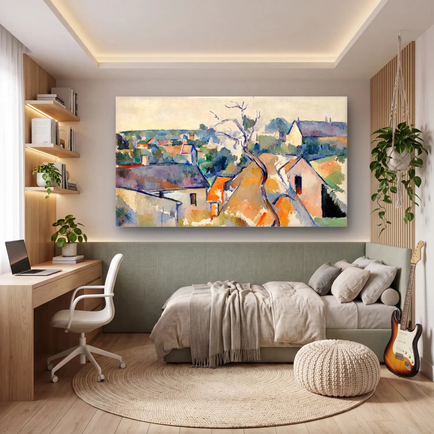 Paul Cézanne – Rooftops cam tablo — genç odasında