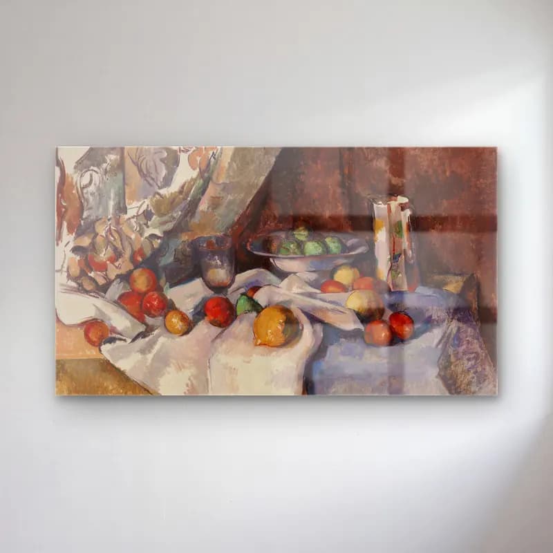 Paul Cézanne – Still Life with Apples (III) cam tablo — Paul Cézanne – Still Life with Apples (III) — empresyonist meyveli natürmort