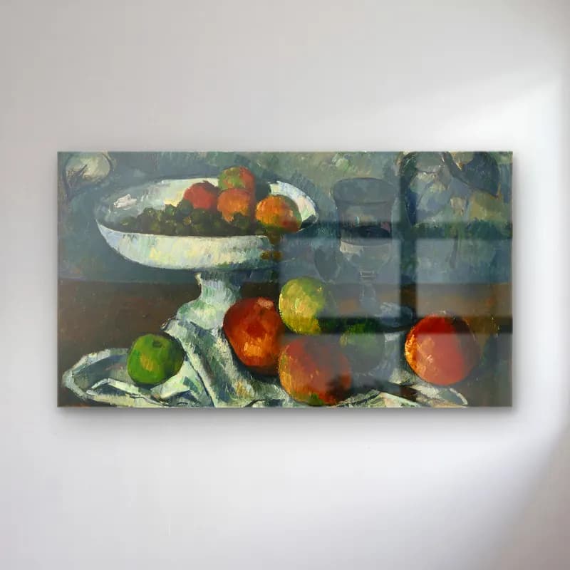Paul Cézanne – Still Life with Fruit Dish cam tablo — Paul Cézanne – Still Life with Fruit Dish — empresyonist meyveli natürmort