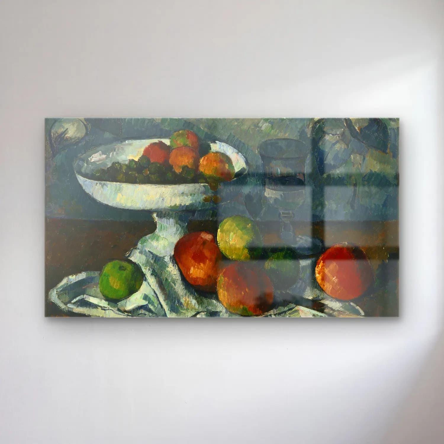 Paul Cézanne – Still Life with Fruit Dish cam tablo — Paul Cézanne – Still Life with Fruit Dish — empresyonist meyveli natürmort