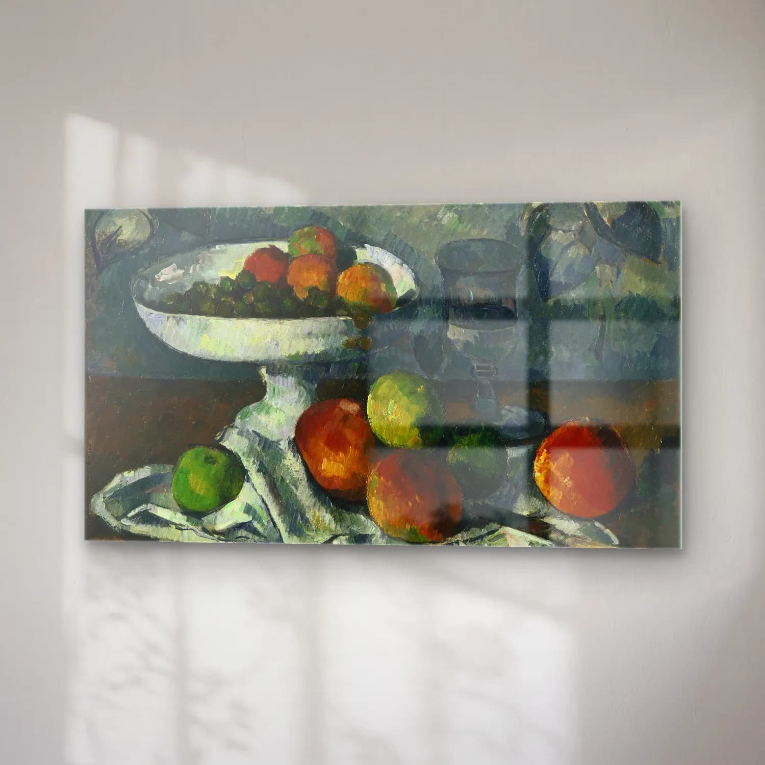 Paul Cézanne – Still Life with Fruit Dish cam tablo — sağ açıdan görünüm