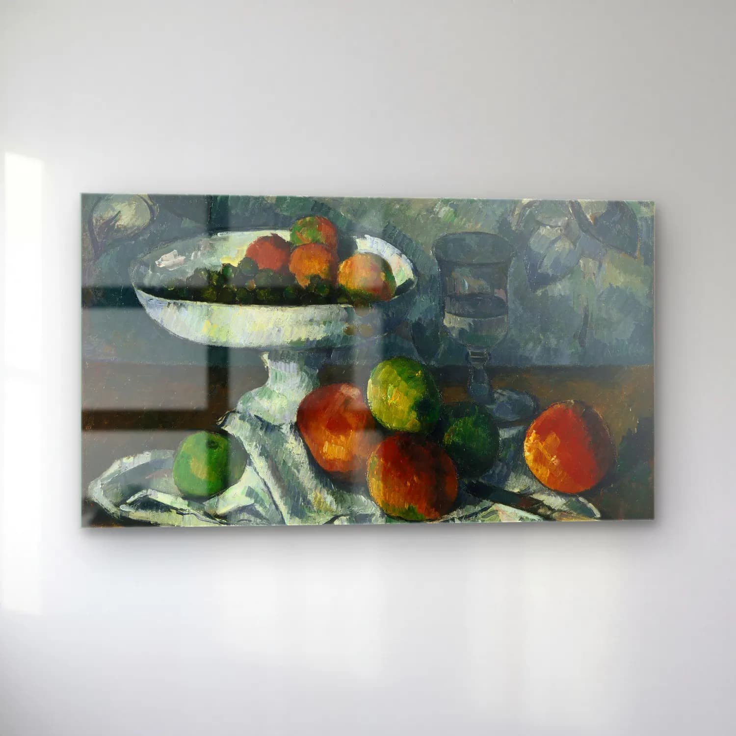 Paul Cézanne – Still Life with Fruit Dish cam tablo — sol açıdan görünüm