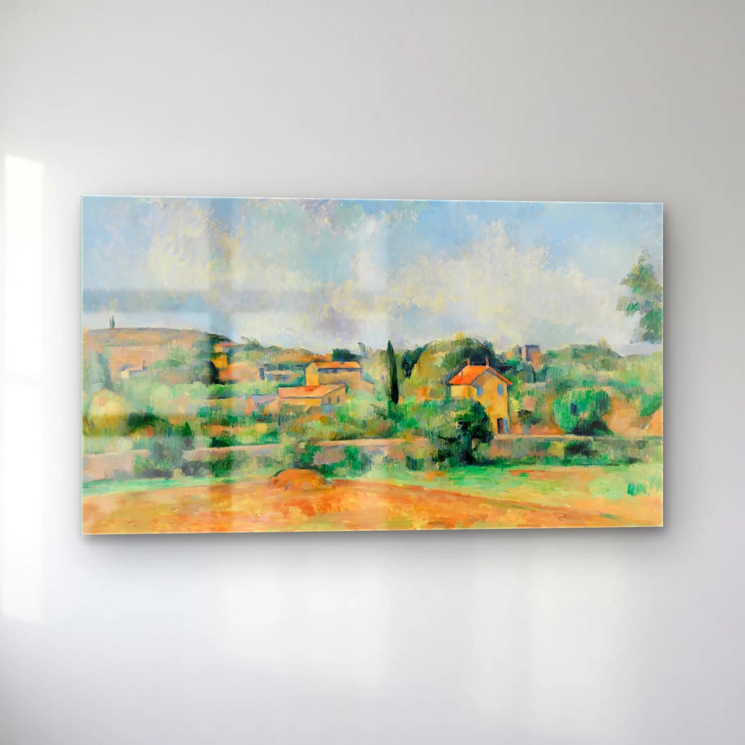 Paul Cézanne – The Bellevue Plain, also called The Red Earth cam tablo — sol açıdan görünüm