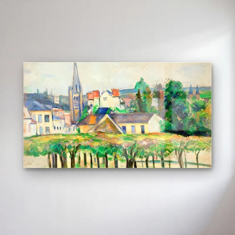 Paul Cézanne – Village Square cam tablo — Paul Cézanne – Village Square — empresyonist köy sokağı