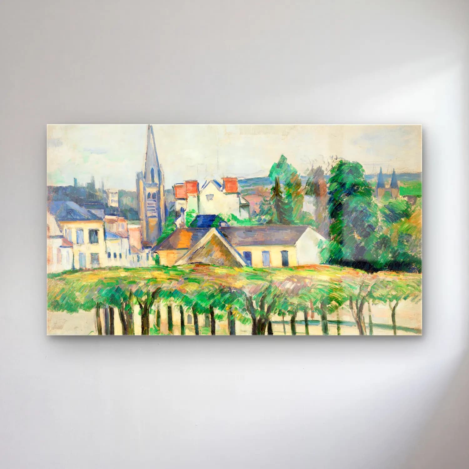 Paul Cézanne – Village Square cam tablo — Paul Cézanne – Village Square — empresyonist köy sokağı