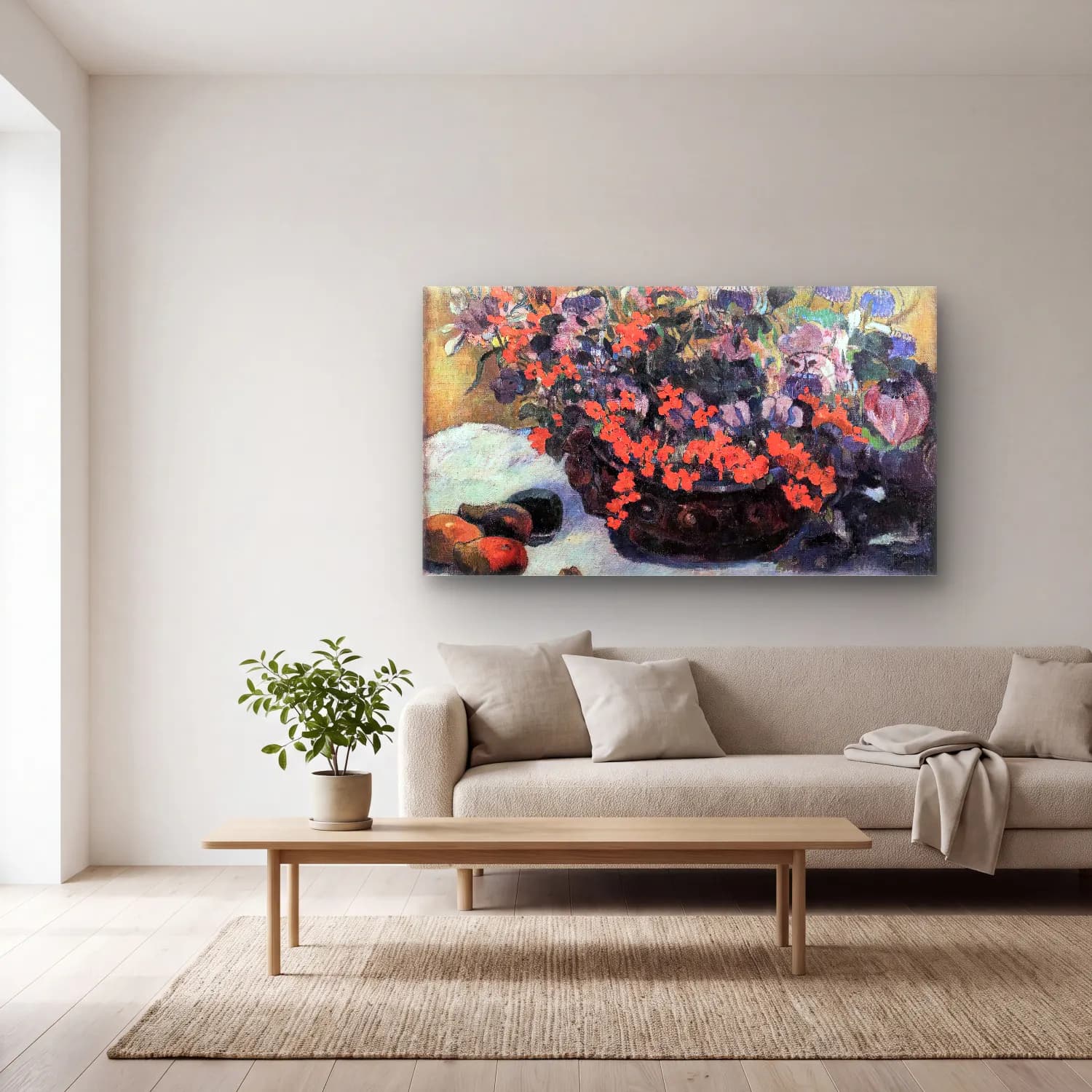 Paul Gauguin – Bouquet of Flowers cam tablo — açık renk salonda