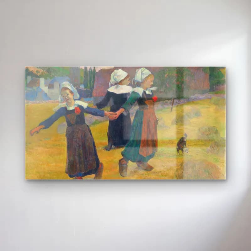 Paul Gauguin – Breton Girls Dancing, Pont-Aven cam tablo — Paul Gauguin – Breton Girls Dancing, Pont-Aven — empresyonist dansçılar