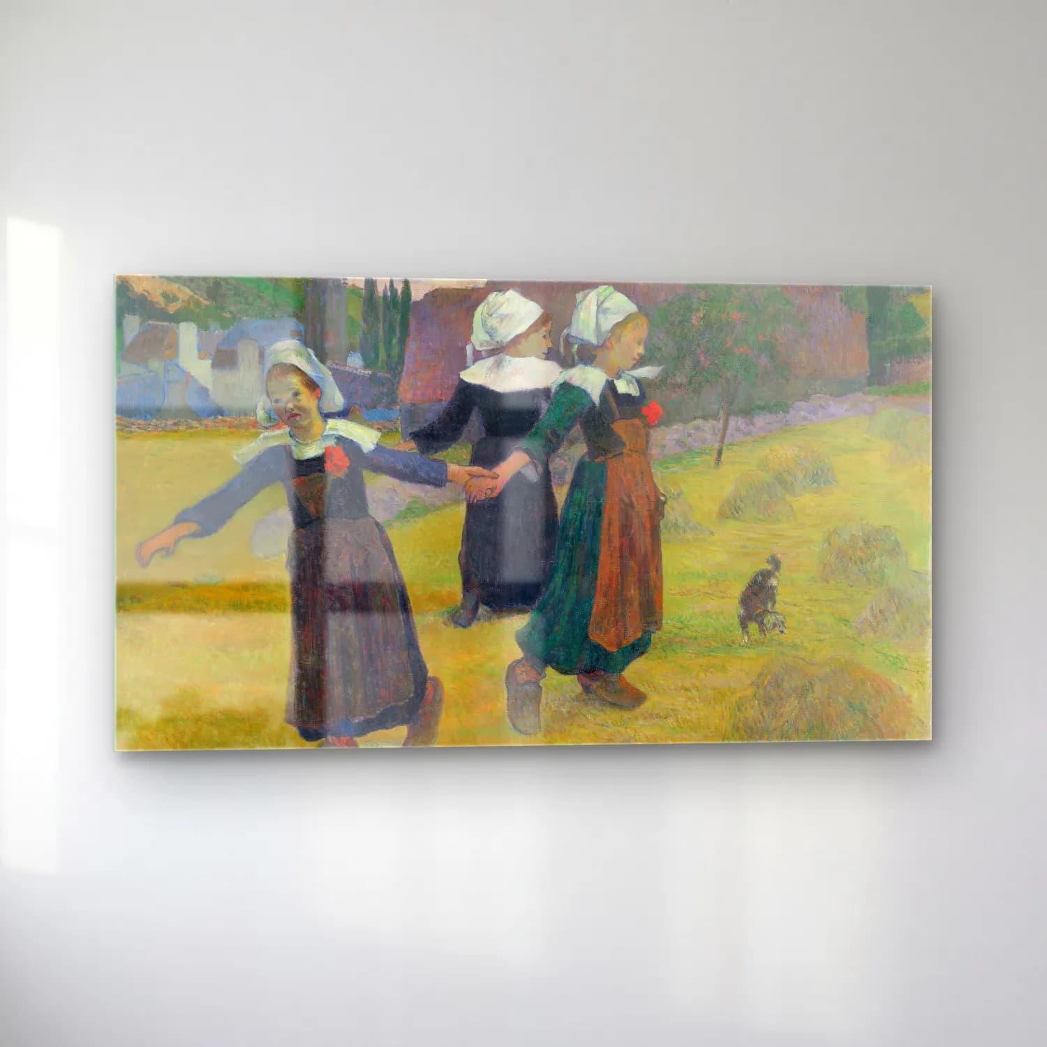 Paul Gauguin – Breton Girls Dancing, Pont-Aven cam tablo — sol açıdan görünüm