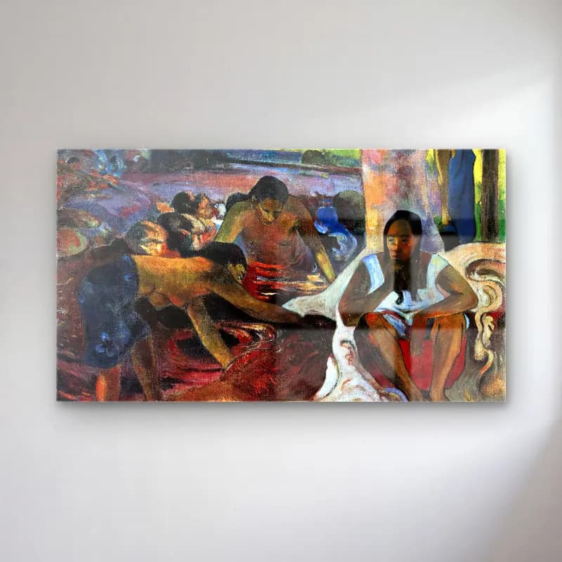 Paul Gauguin – Fisherwomen of Tahiti cam tablo — Paul Gauguin – Fisherwomen of Tahiti — empresyonist sahilde i̇nsanlar