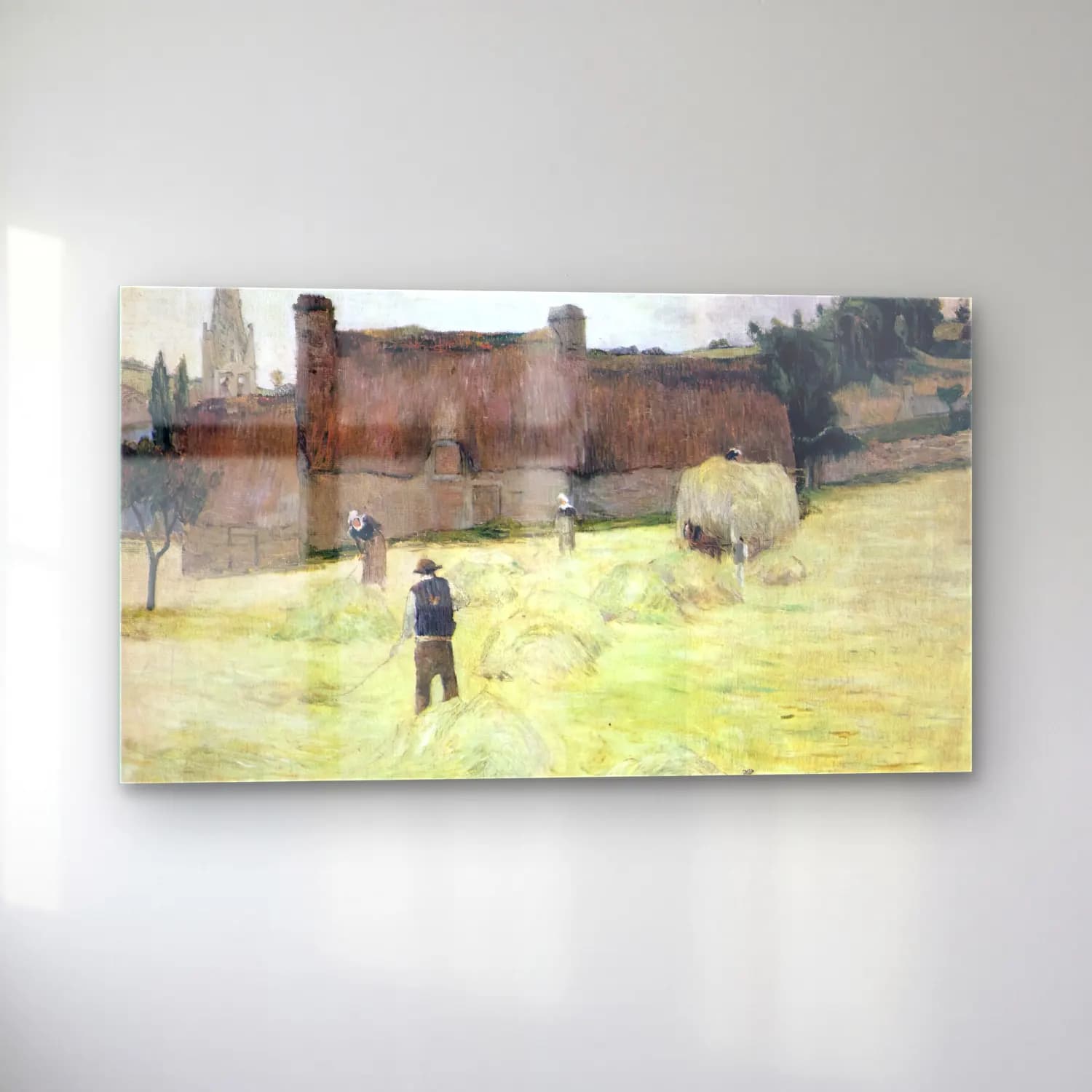 Paul Gauguin – Haymaking in Brittany cam tablo — sol açıdan görünüm