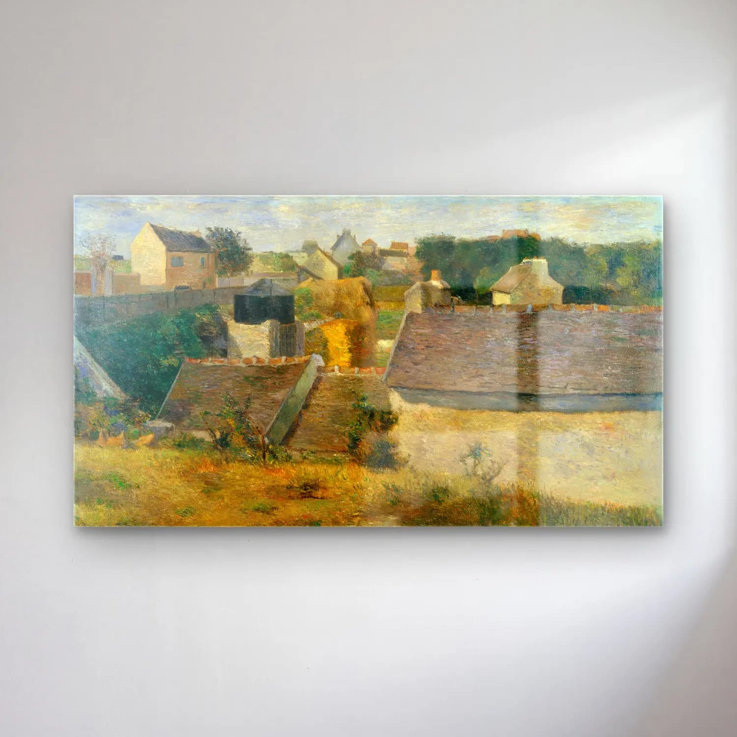 Paul Gauguin – Houses at Vaugirard cam tablo — Paul Gauguin – Houses at Vaugirard — empresyonist köy sokağı