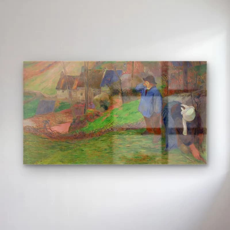 Paul Gauguin – Landscape of Brittany cam tablo — Paul Gauguin – Landscape of Brittany — empresyonist kır evi