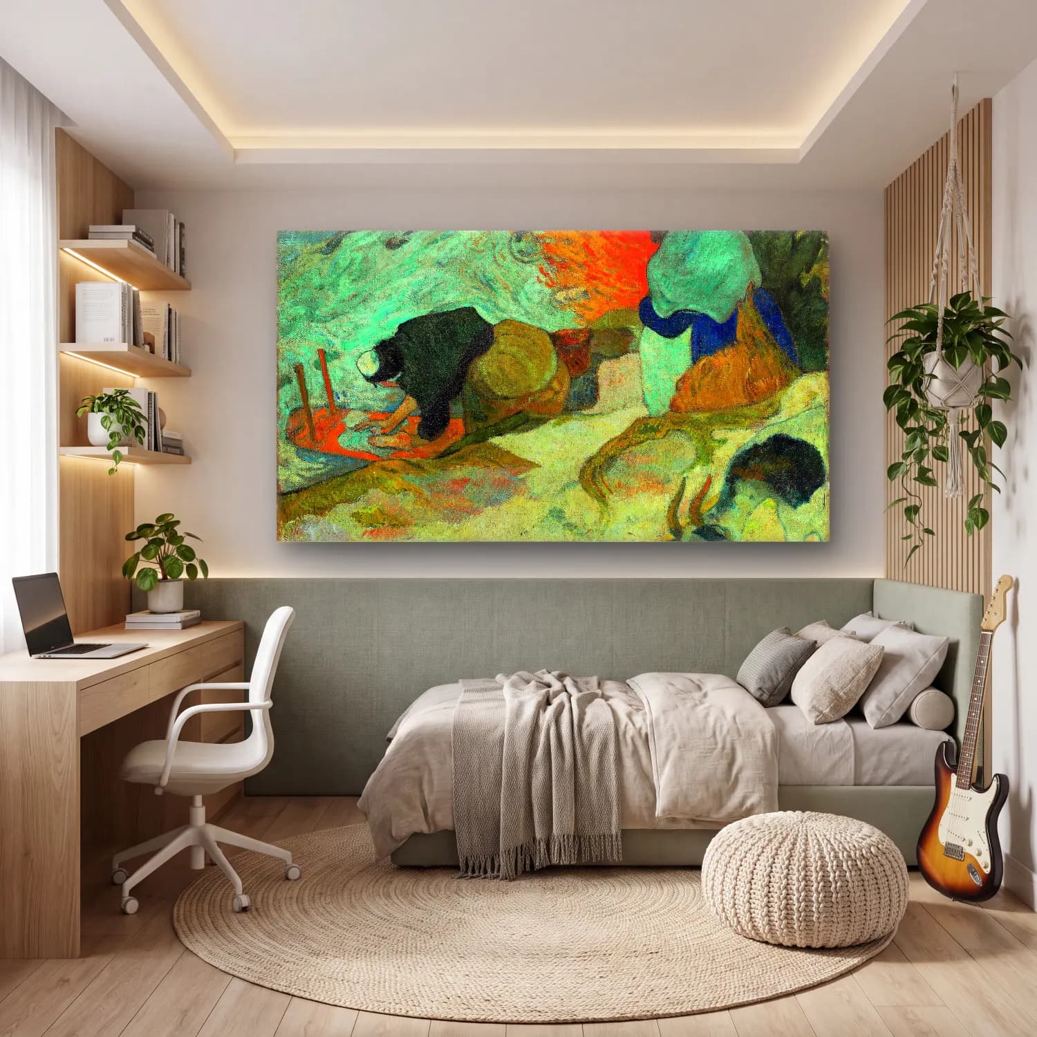 Paul Gauguin – Laveuses à Arles (Washerwomen in Arles) cam tablo — genç odasında