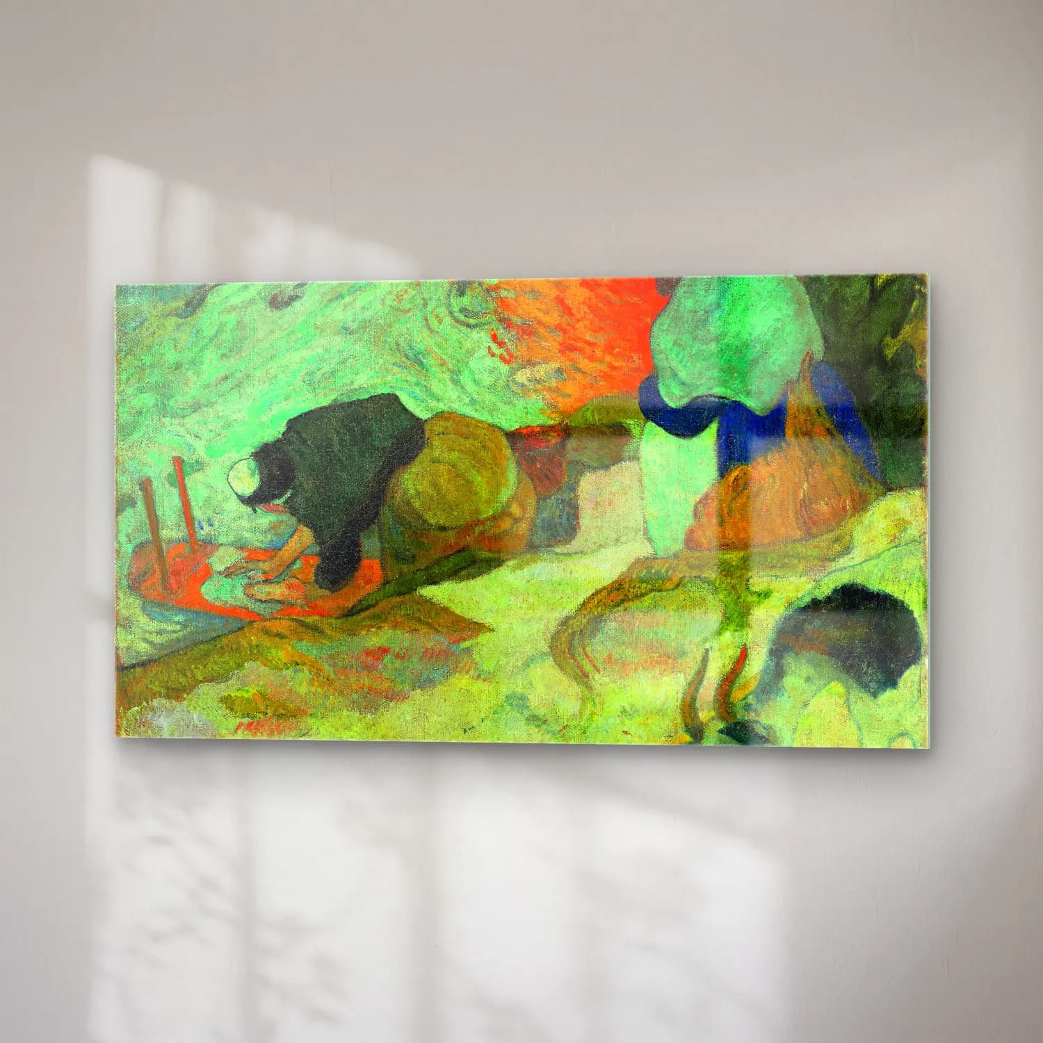 Paul Gauguin – Laveuses à Arles (Washerwomen in Arles) cam tablo — sağ açıdan görünüm