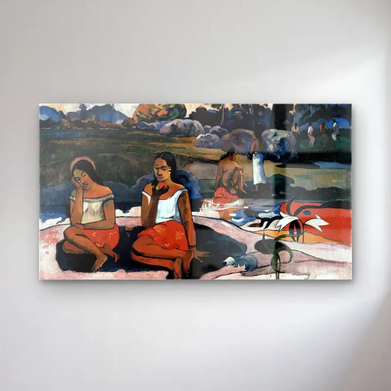 Paul Gauguin – Nava Nave Moe (Sacred Spring or Sweet Dreams) cam tablo — Paul Gauguin – Nava Nave Moe (Sacred Spring or Sweet Dreams) — empresyonist sahilde i̇nsanlar