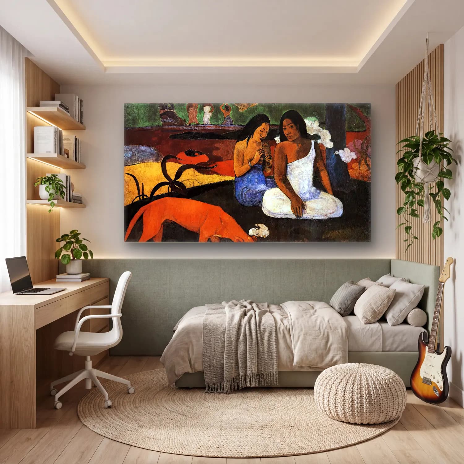 Paul Gauguin – Pastime (Joyeusetés, Arearea) cam tablo — genç odasında