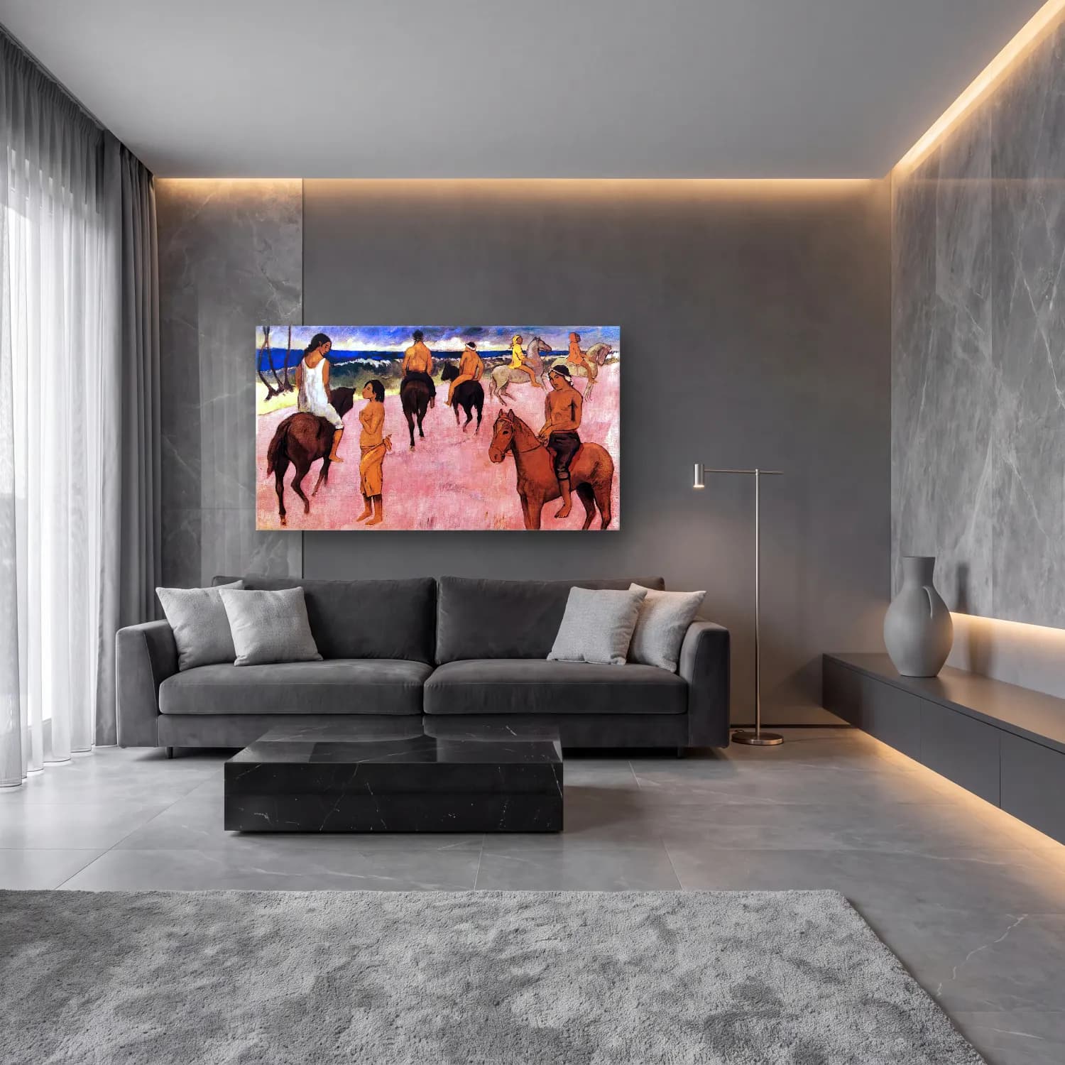 Paul Gauguin – Riders on the Beach cam tablo — lüks salon duvarında