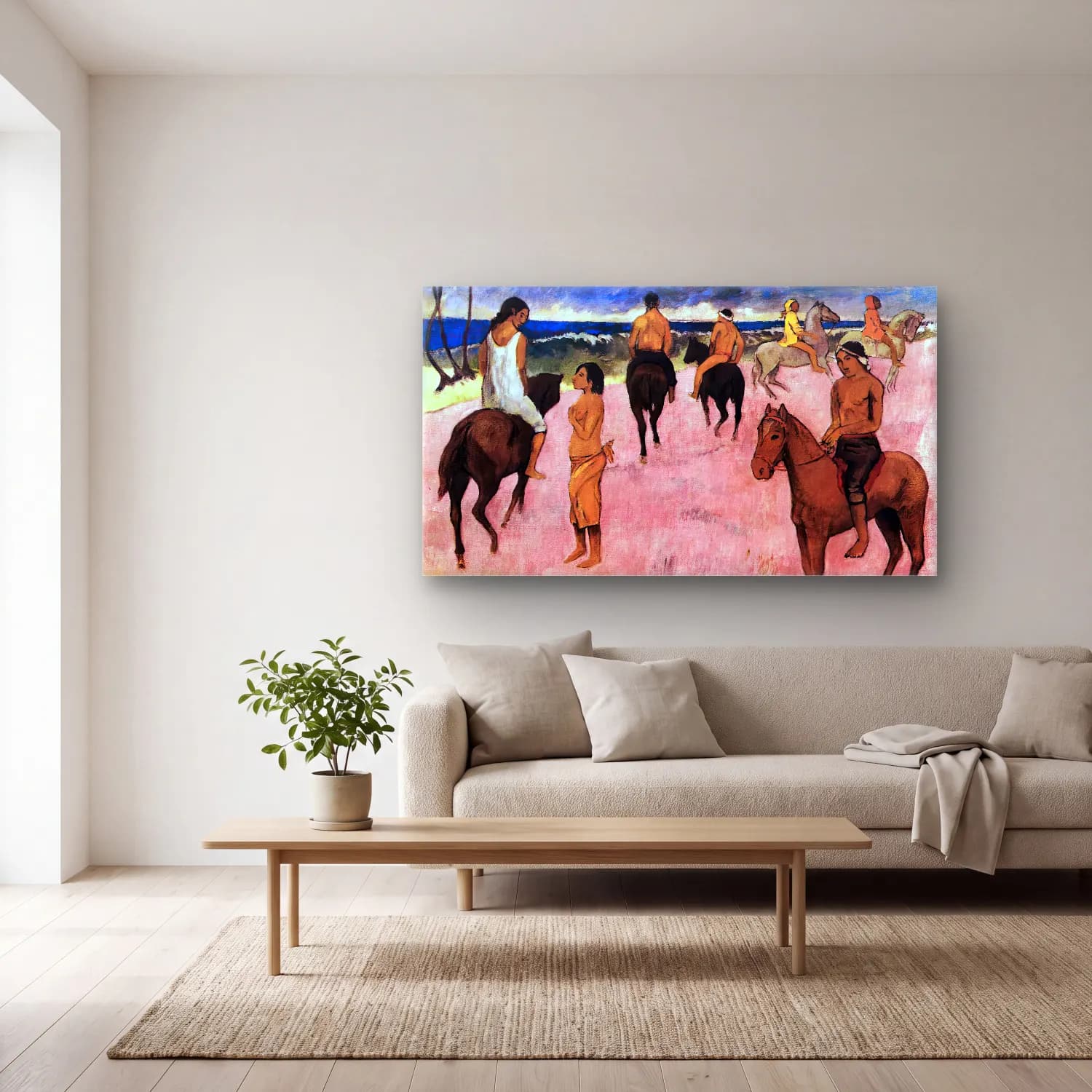 Paul Gauguin – Riders on the Beach cam tablo — açık renk salonda