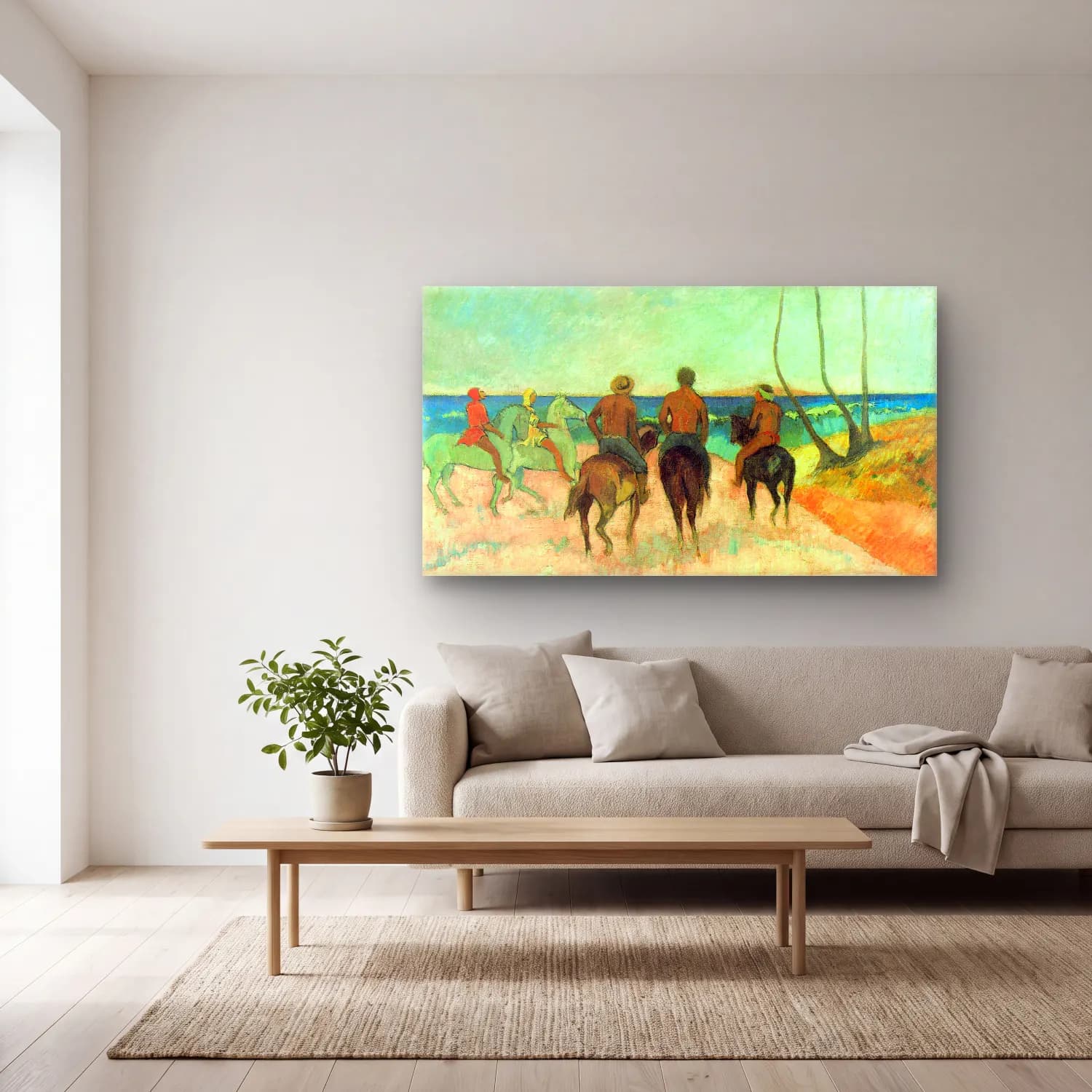 Paul Gauguin – Riding on the Beach #2 cam tablo — açık renk salonda