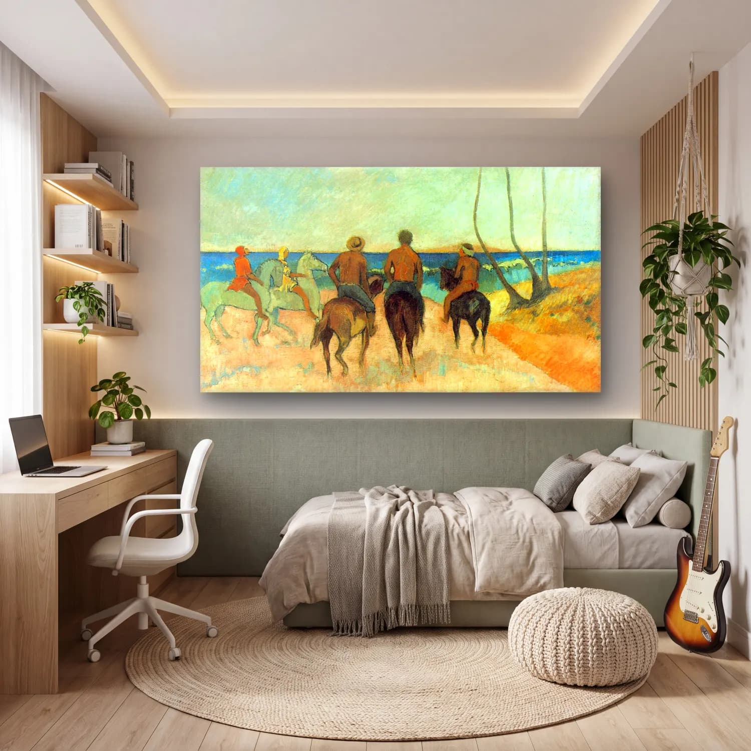 Paul Gauguin – Riding on the Beach #2 cam tablo — genç odasında