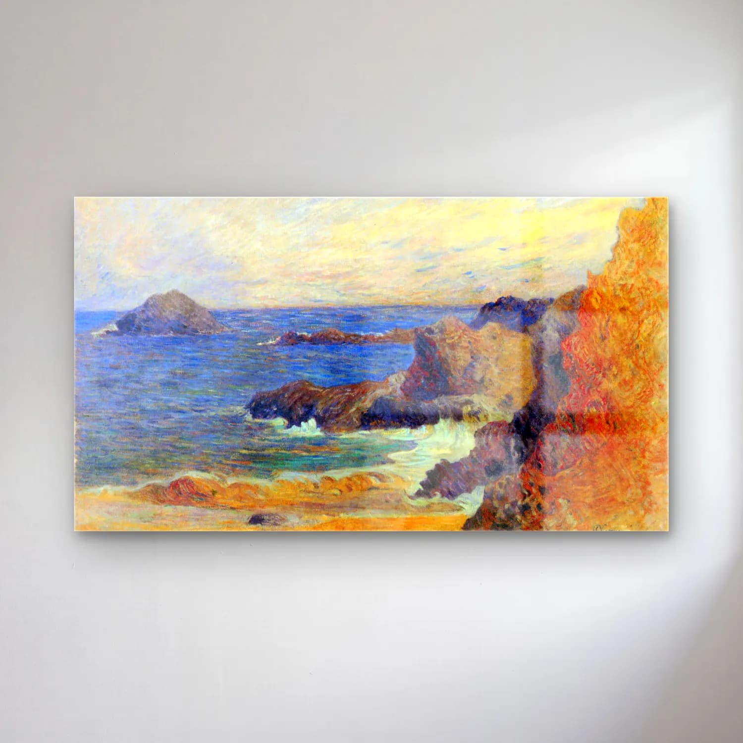 Paul Gauguin – Rocky Coast cam tablo — Paul Gauguin – Rocky Coast — empresyonist dalgalı sahil