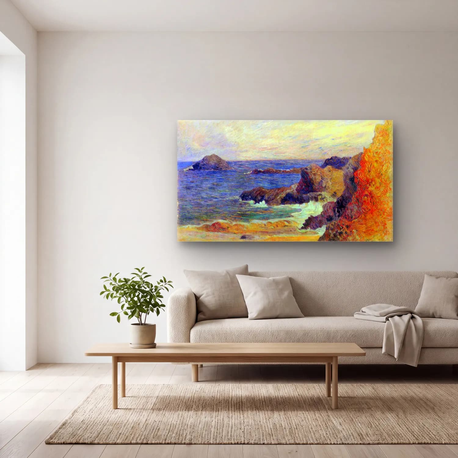 Paul Gauguin – Rocky Coast cam tablo — açık renk salonda